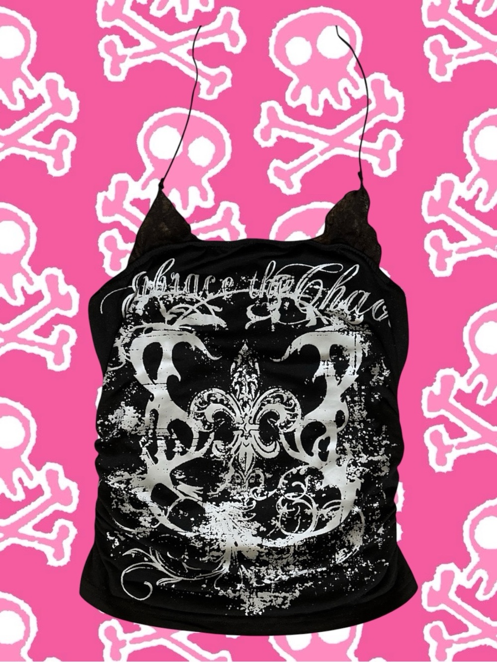 Y2K / Alt Graphic Halter Tube Top